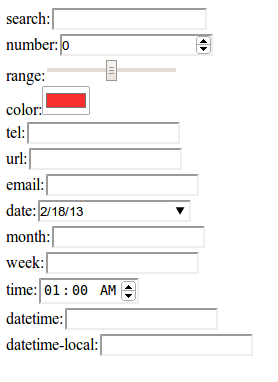 HTML5 inputs
