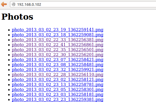 Web interface for the photo registrator