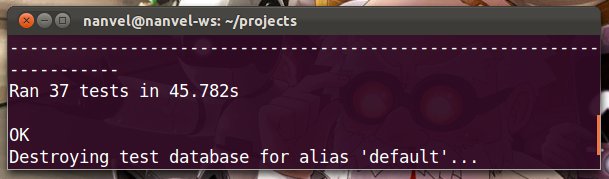 Tests results in console
